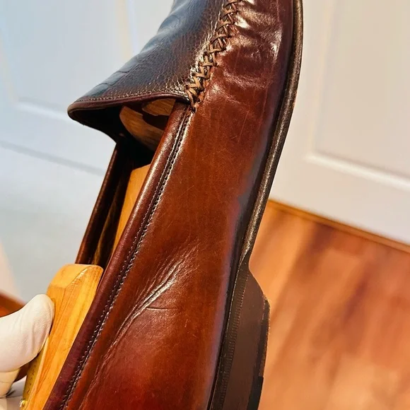 Men's Leather Loafers - Burgundy - Picture 10 of 15